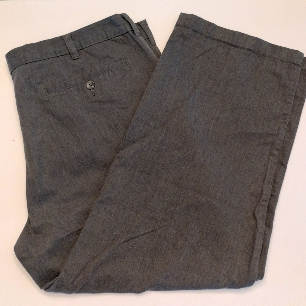 Pre-owned George Men's Flat Front Charcoal Chino Pants/Trousers 42x30